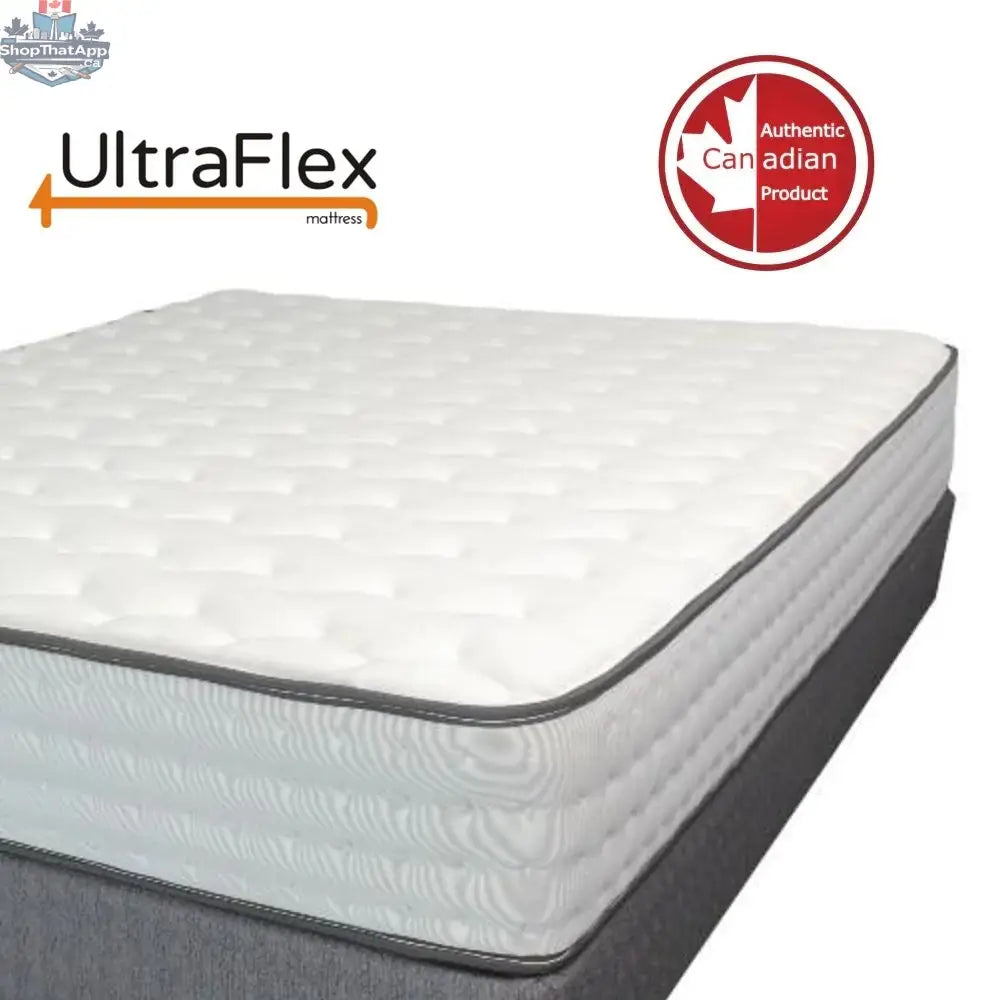 UltraFlex® Glory 10-inch orthopedic hybrid mattress with pocket coils and foam encasing, eco-friendly design, made in Canada.