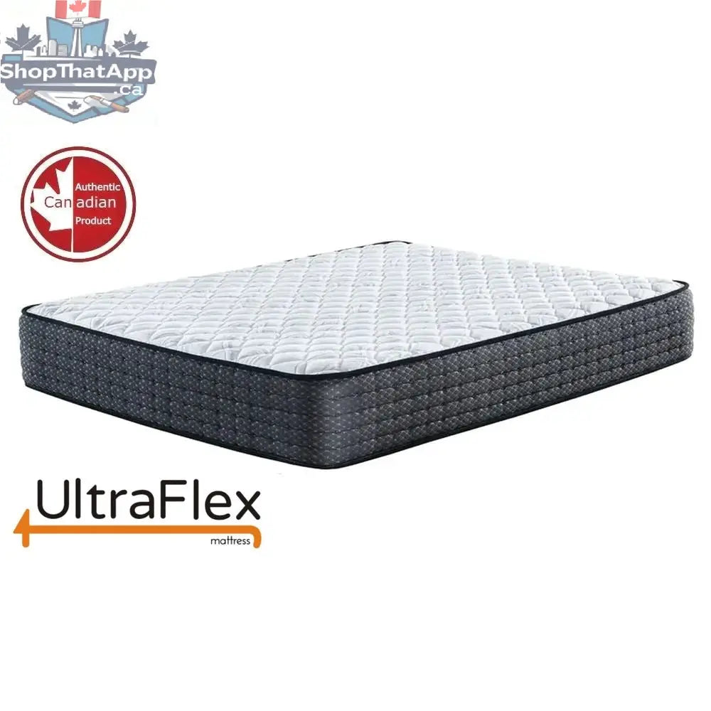 UltraFlex® Harmony Mattress set featuring eco-friendly hybrid design with coiled innerspring comfort layer and supportive boxspring.