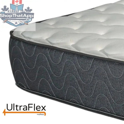 UltraFlex® Infinity Plus mattress corner view showcasing eco-friendly materials and plush, supportive surface for restful sleep.