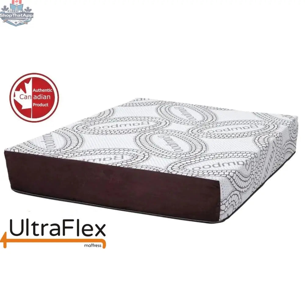 UltraFlex® 10-inch orthopedic mattress set with eco-friendly cool smart gel memory foam and box spring, made in Canada.