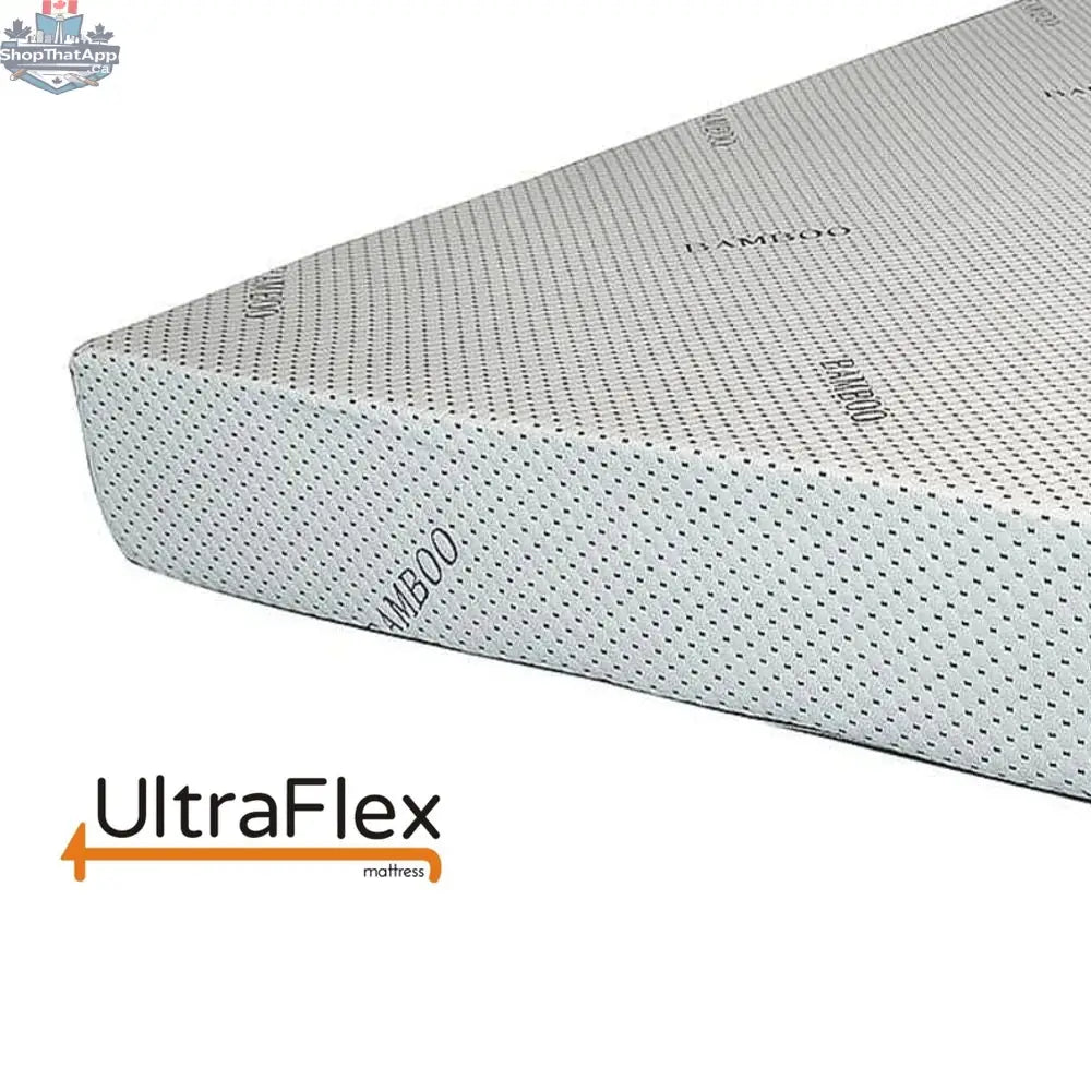 UltraFlex® Eco-friendly Mattress with orthopedic smart gel memory foam and waterproof protector, shown in a cozy bedroom setting.