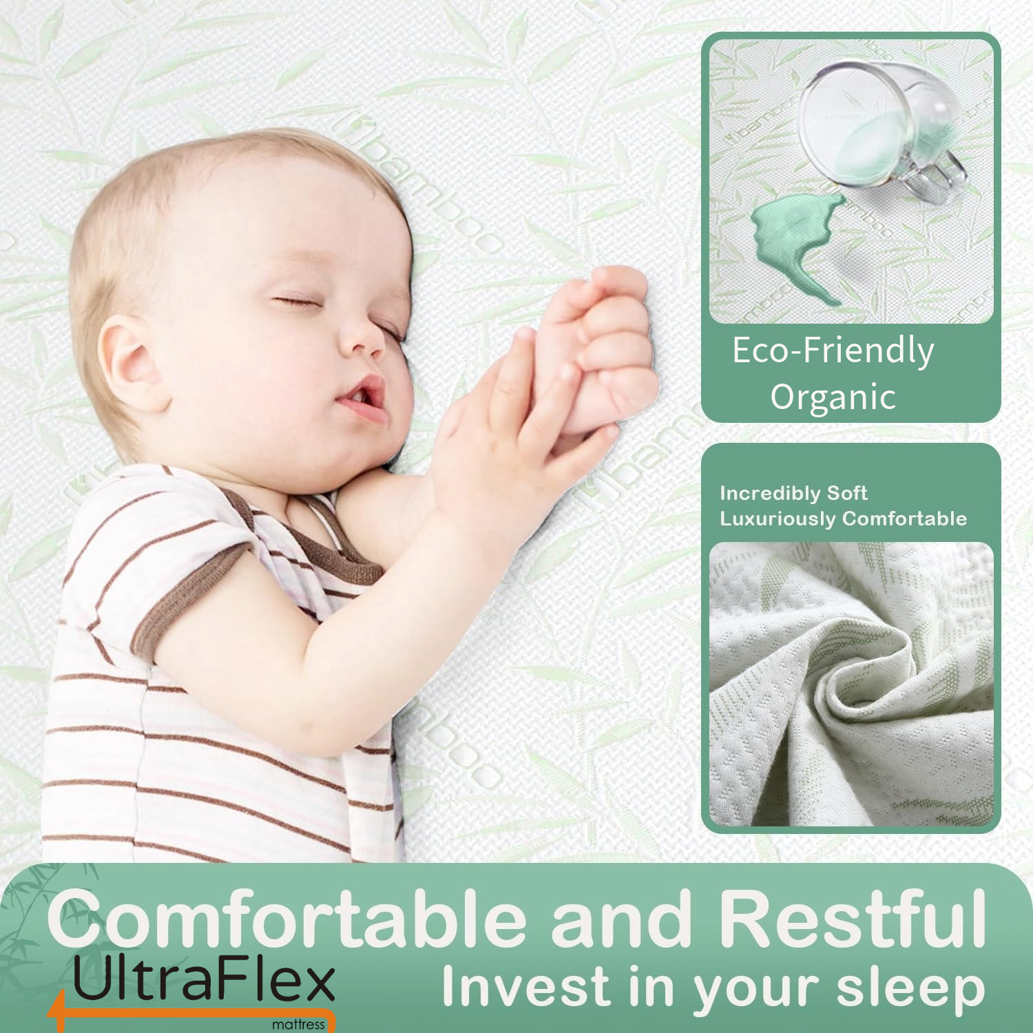 UltraFlex® EasySleep- Canadian-Made Medium Firm Gel Infused Reversible Comfort With Pressure Relief, Cooling Technology, Bamboo Cover, CertiPUR-US® Certified Foam Eco-Friendly Mattress (Made in Canada) - Shopthatapp.ca