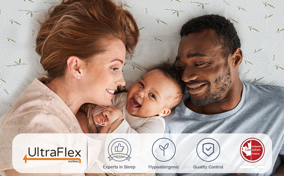 UltraFlex® EasySleep Mattress and BoxSpring Set - Canadian-Made Medium Firm Gel Infused Reversible Comfort With Pressure Relief, Cooling Technology, Bamboo Cover, CertiPUR-US® Certified Foam Eco-Friendly Mattress (Made in Canada) - Shopthatapp.ca