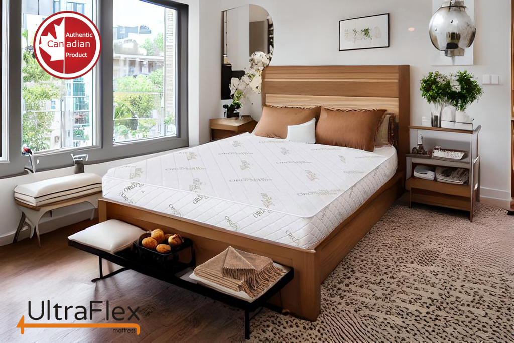 UltraFlex® EcoZen- Mattress and BoxSpring Set Medium Firm Reversible, CertiPUR-US® Certified Foam, Organic Bamboo Cover, Pressure Releiving, Cooling Gel Infused, Eco-Friendly Mattress ( Made In Canada ) - Shopthatapp.ca