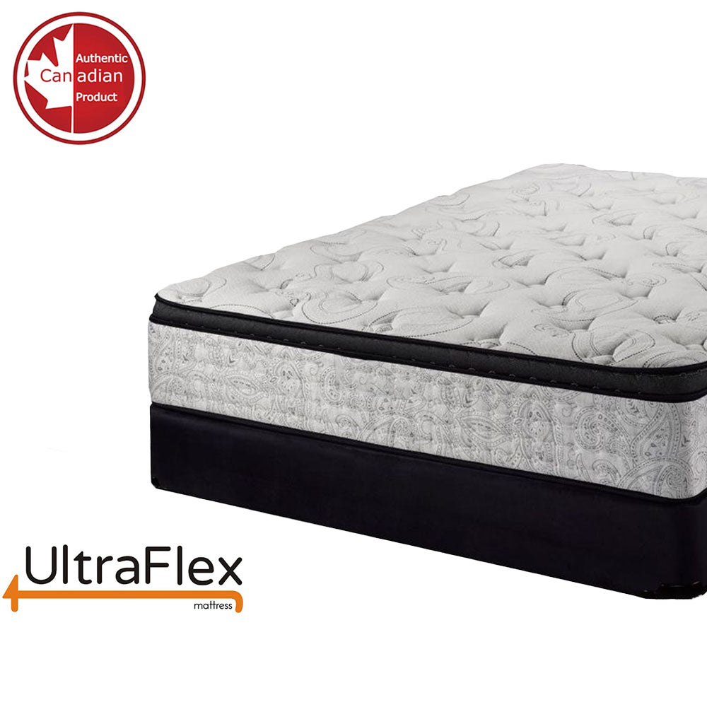 UltraFlex® OASIS- 12” Mattress and BoxSpring Set Hybrid Orthopedic Eurotop, Spinal Care Pocket Coil, Premium High Density Foam Encased, Pressure Relieving Comfort Foam and HDcoil Pocketed, Eco-Friendly Mattress (Made in Canada) - Shopthatapp.ca
