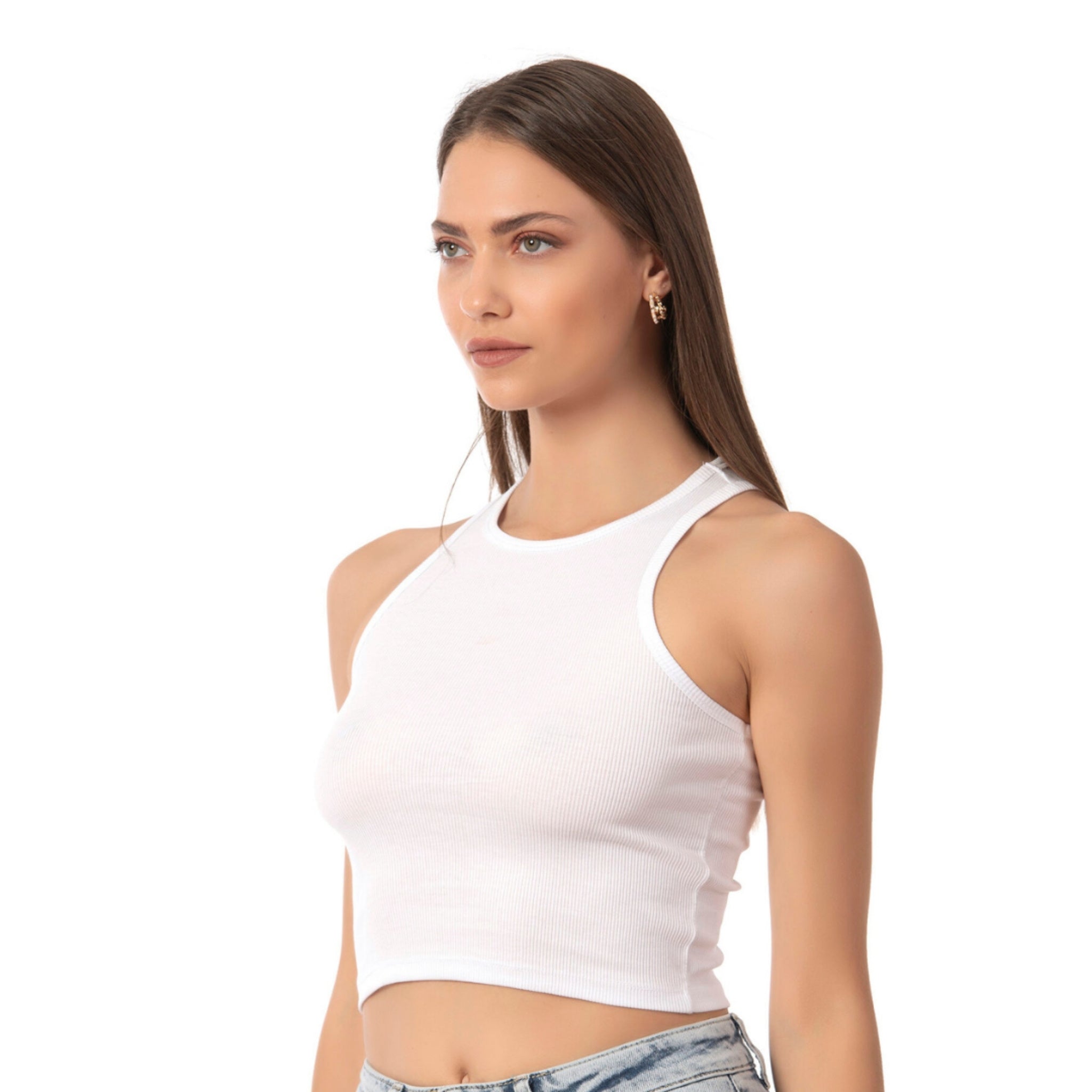 Women’s Ribbed High-Neck Crop Tank Top - Shopthatapp.ca