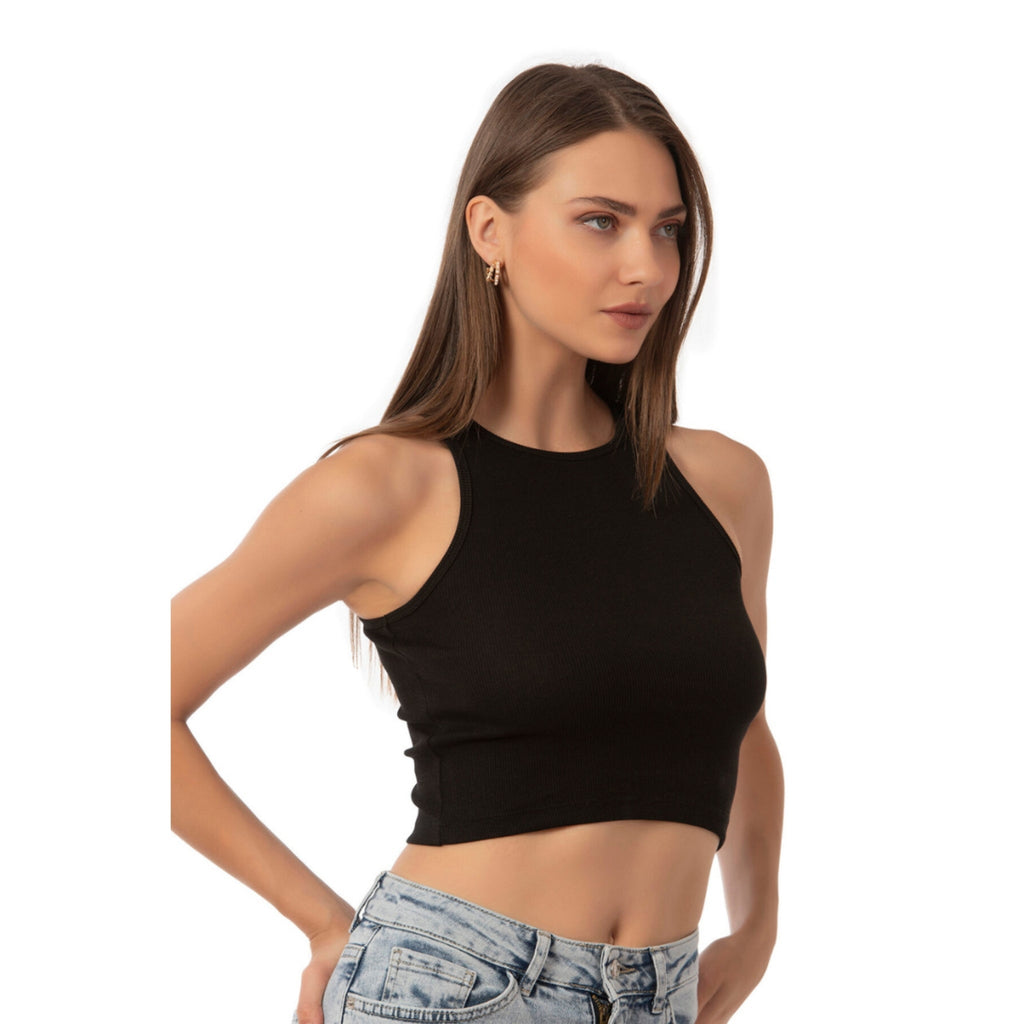 Women’s Ribbed High-Neck Crop Tank Top - Shopthatapp.ca