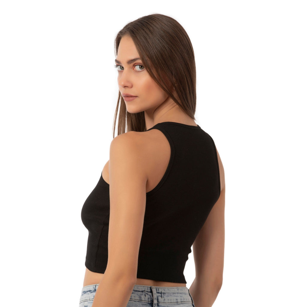 Women’s Ribbed High-Neck Crop Tank Top - Shopthatapp.ca