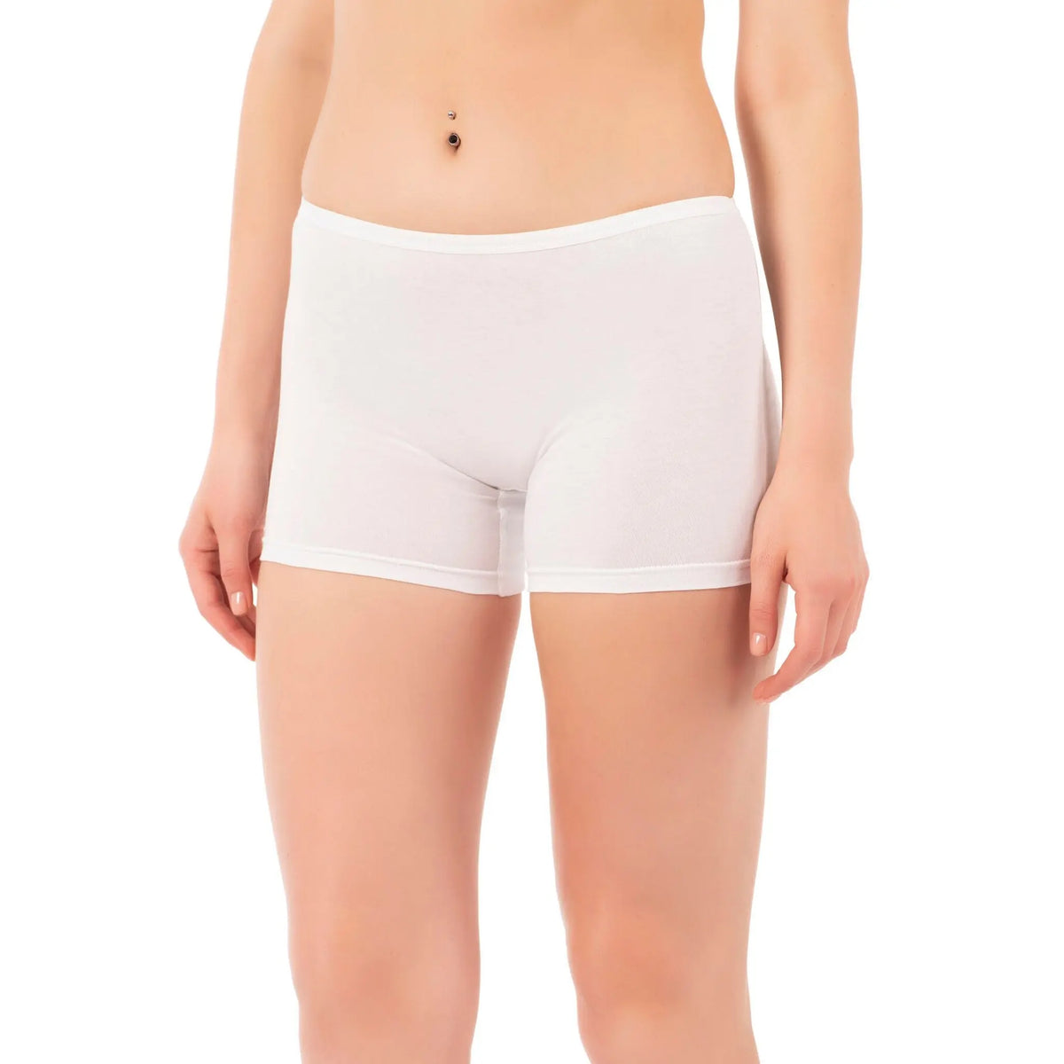 Set of three women's cotton boxer briefs by Hazel Textile, showcasing soft, comfortable fit and breathable fabric in natural colors.