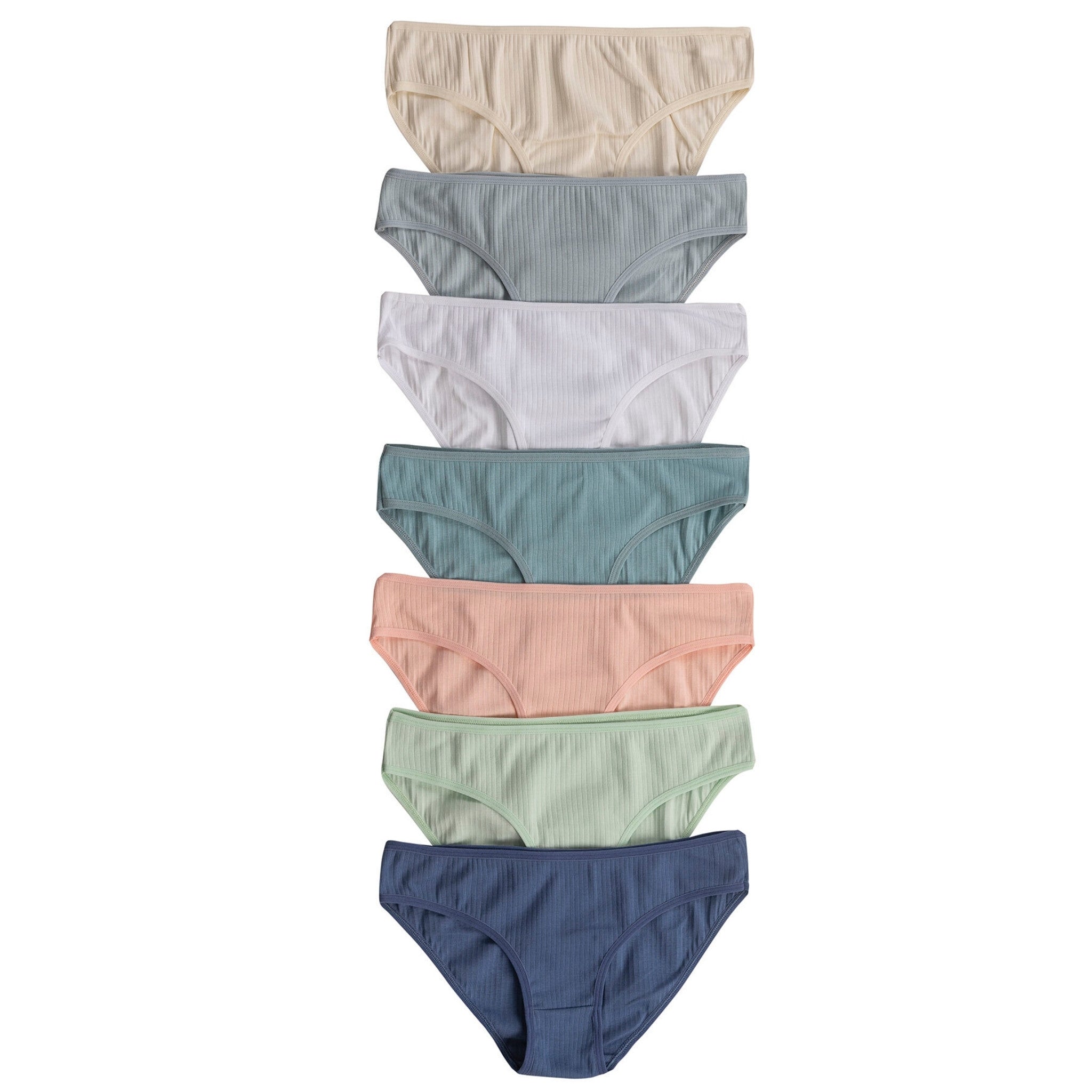 7-Pack Women's Ribbed Cotton Bikini Panties - Comfortable Stretch Brief Underwear Set - Shopthatapp.ca