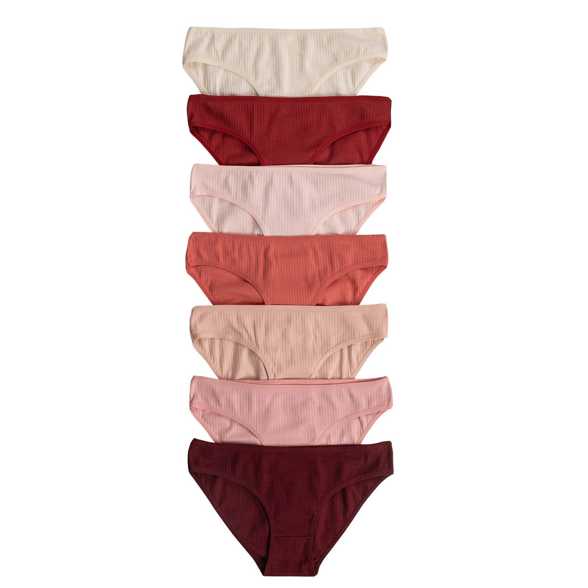 7-Pack Women's Ribbed Cotton Bikini Panties - Comfortable Stretch Brief Underwear Set - Shopthatapp.ca