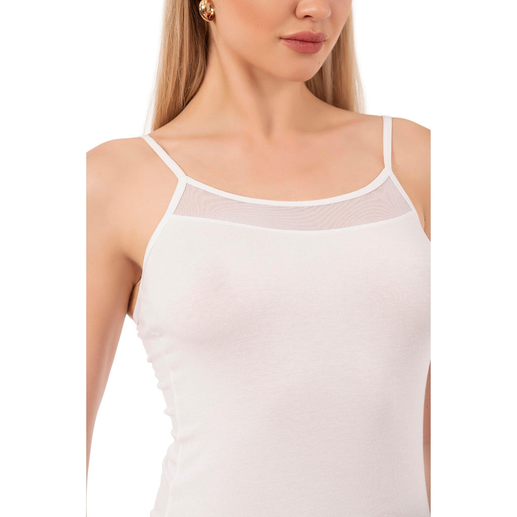Women's Cotton Camisole with Mesh Detail and Thin Straps for Everyday Comfort - Shopthatapp.ca