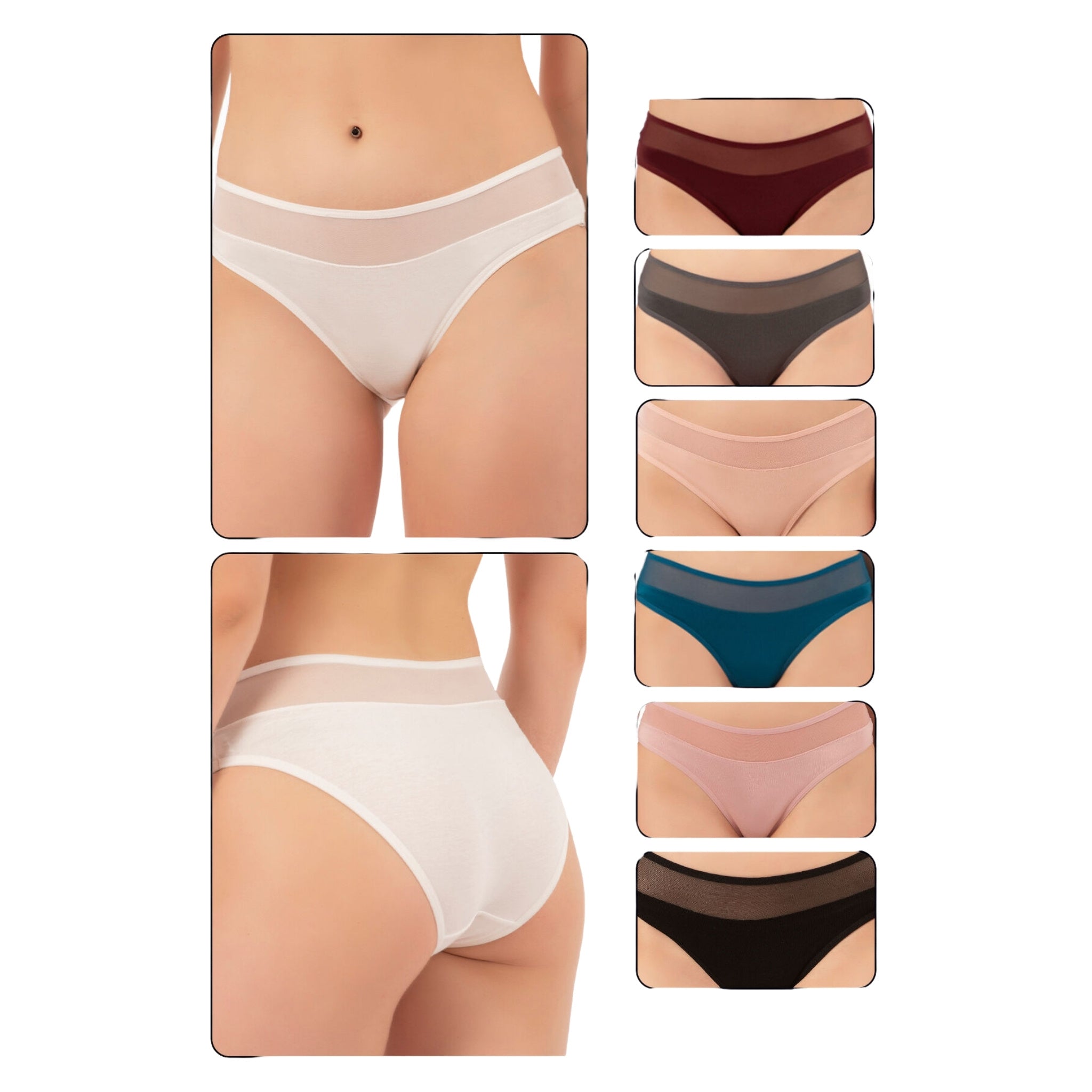7-Pack Women's Cotton Bikini Panties with Mesh Waist - Comfortable and Stylish - Shopthatapp.ca
