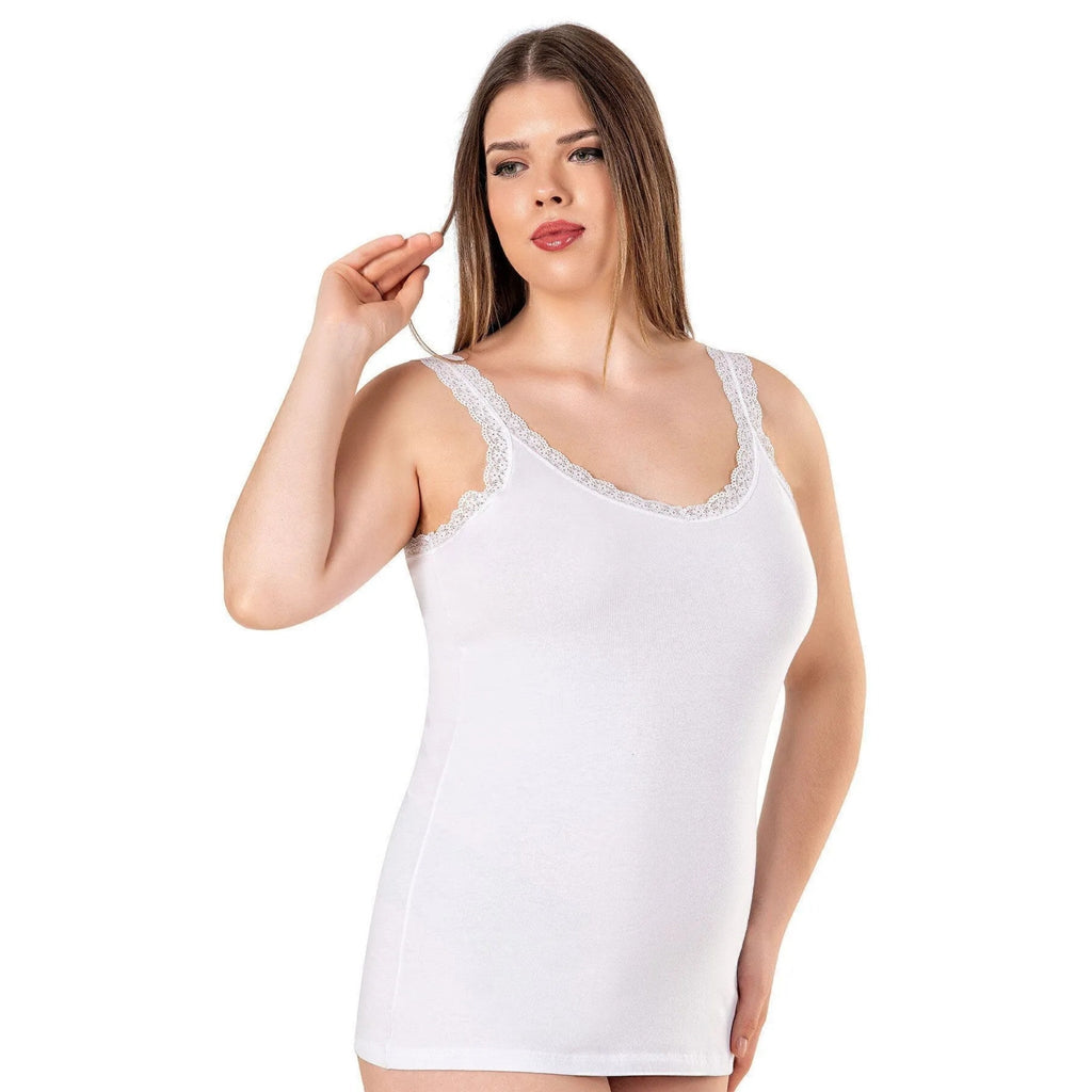 Plus Size Lace Trim Camisole with Cotton Scoop Neck - Shopthatapp.ca