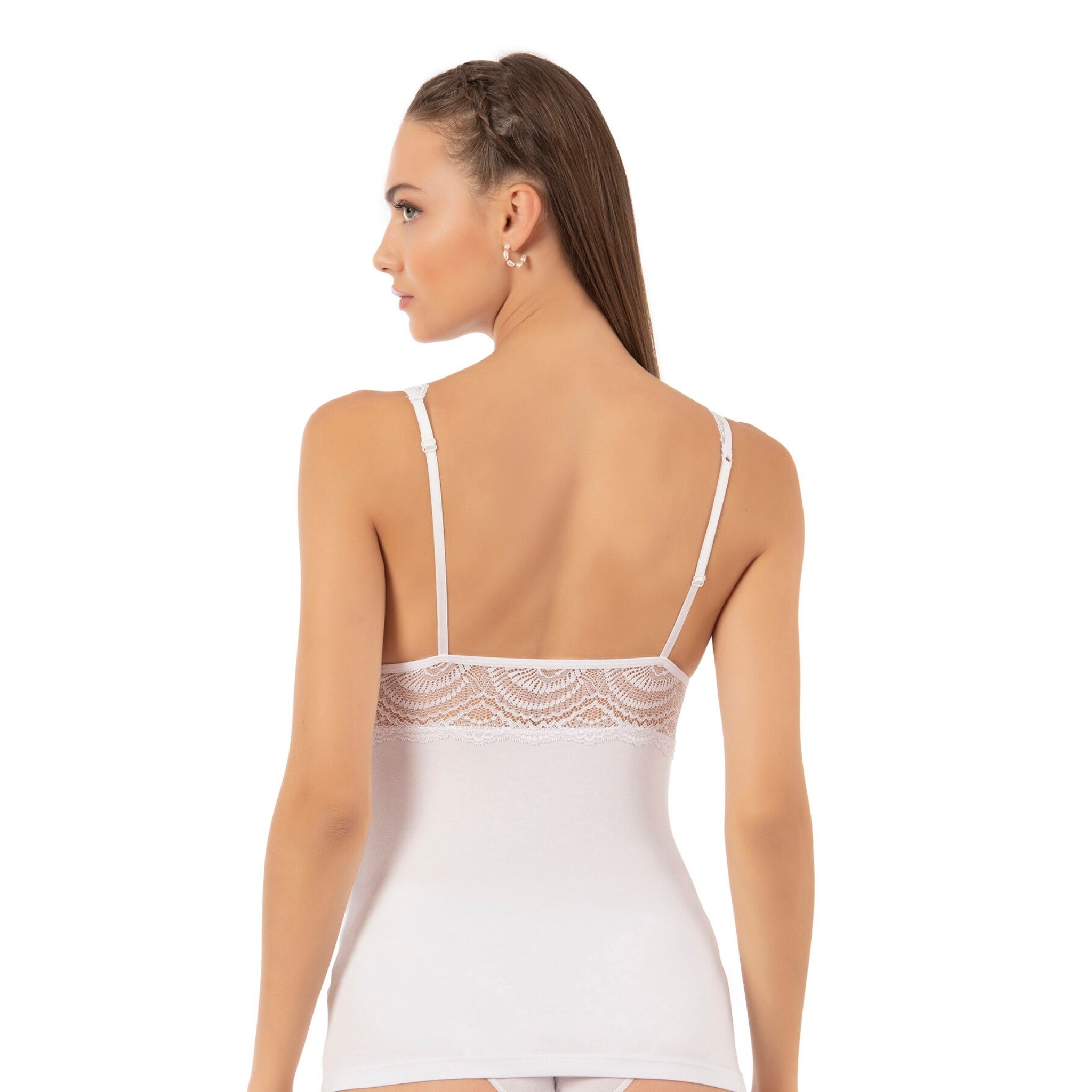 Women's Lace Trim Camisole - Cotton Modal V-Neck with Wide Straps - Shopthatapp.ca