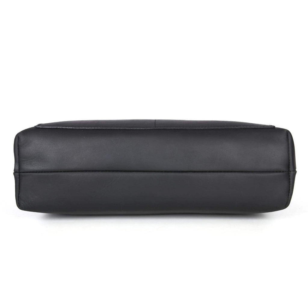 Classic Black Leather Tote Bag - Www.Shopthatapp.ca