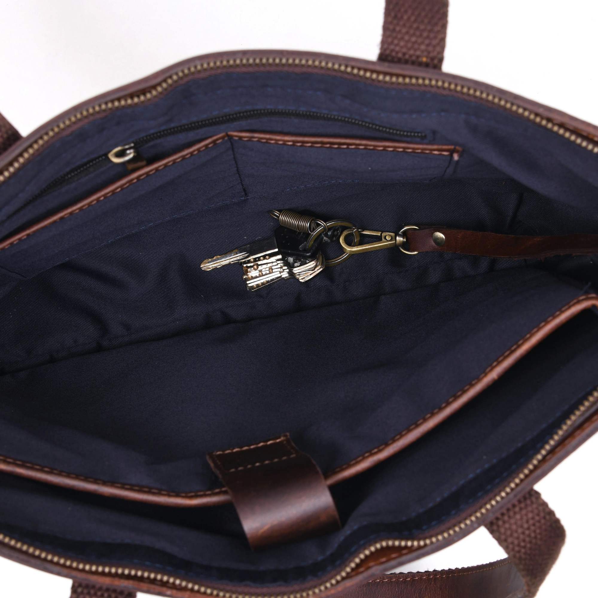 Classic Brown Leather Tote Bag - Www.Shopthatapp.ca