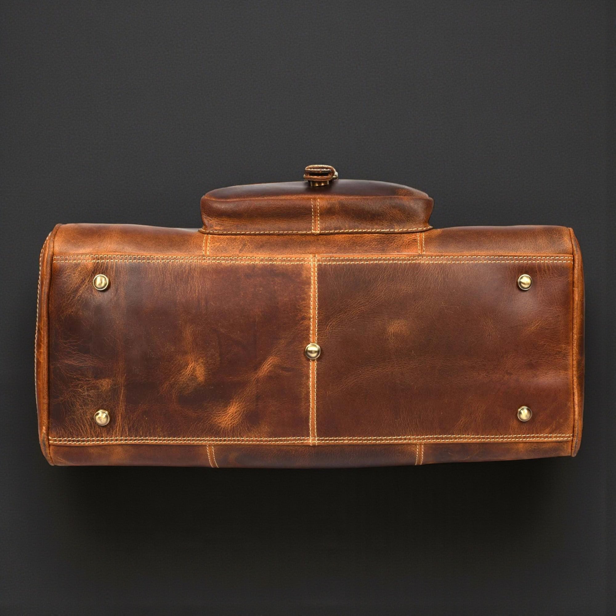 The Voyager Duffle - Cognac Full-Grain Distressed Leather Duffle Bag - Www.Shopthatapp.ca