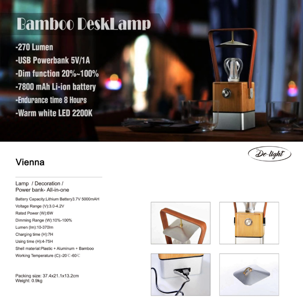 TRU De-LIGHT VIENNA LED, Dimmable Desk Lamp - Lamp / Power Bank / Decoration All-In-One - Www.Shopthatapp.ca