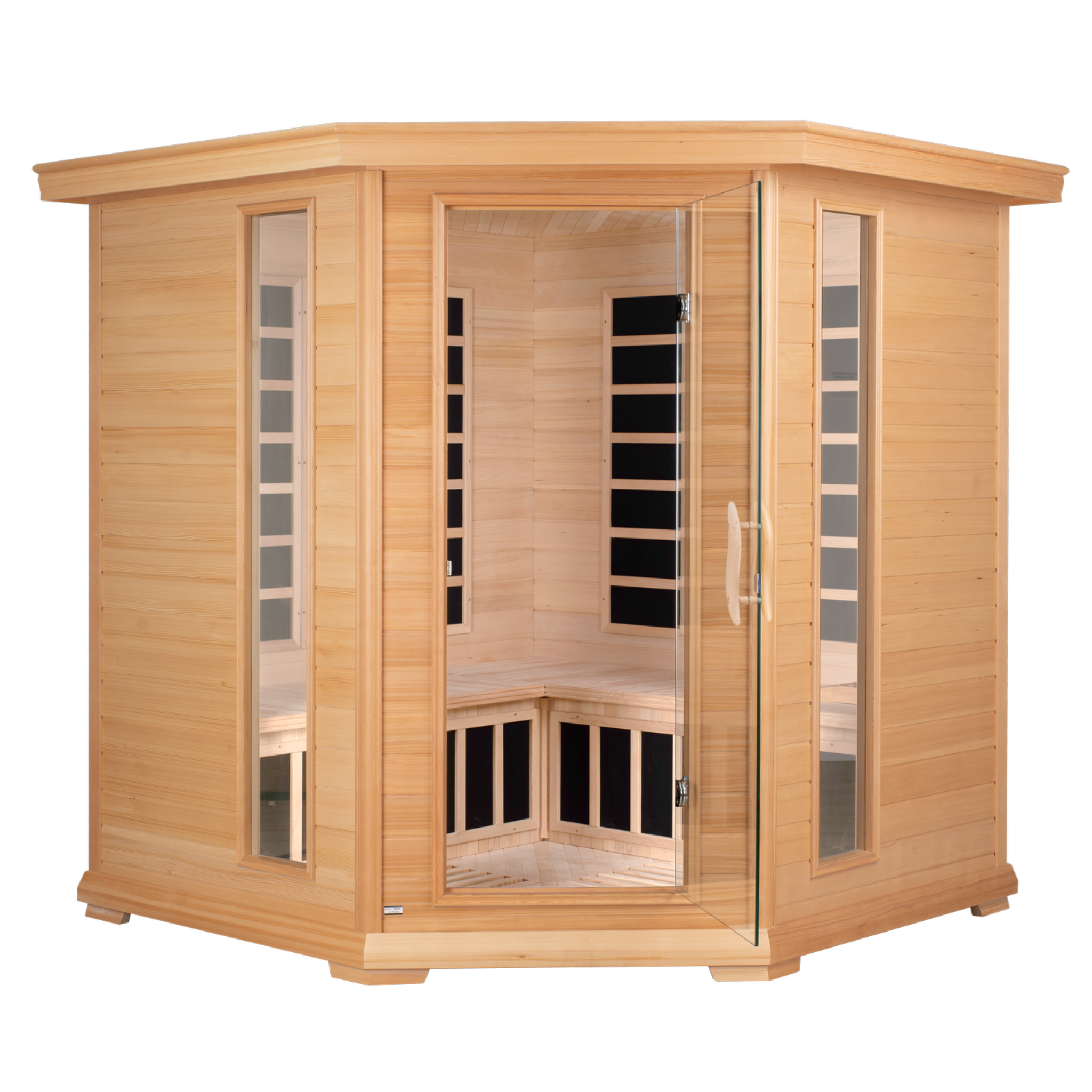 Blisspod | Vienna | Corner Spacious Far Infrared Sauna Canadian Hemlock Ultra Low EMF, 12 Heaters, 4-5 Persons - Www.Shopthatapp.ca