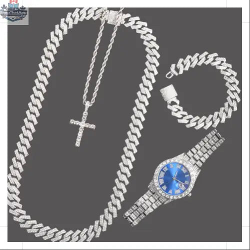 Elevate Your Style with Our Cuban Link Chain Jewelry Set - Shopthatapp.ca
