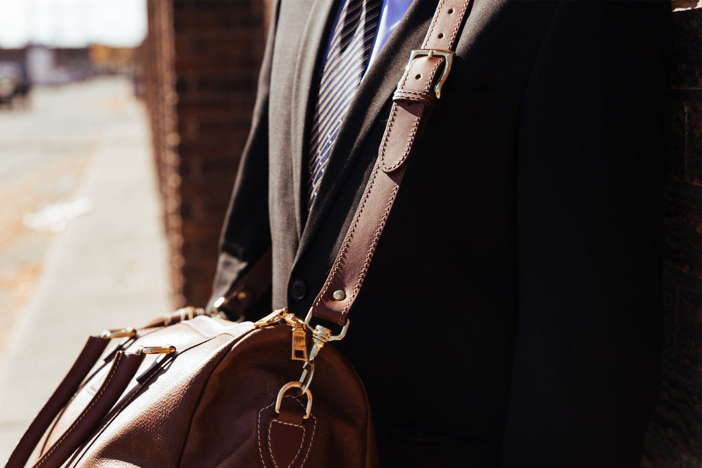 The Shield Duffle- Black Full-Grain Leather Duffle Bag Made in Canada - Www.Shopthatapp.ca