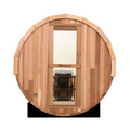 Blisspod | Prague | Canadian Red Cedar Outdoor Steam Barell Sauna | Full Glass Back | 70.87"H x 70.87"W x 70.87"D | 4-6 person - Www.Shopthatapp.ca