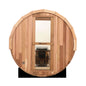 Zoppinh Blisspod Prague Canadian Red Cedar outdoor sauna with full glass back, designed for 4-6 persons, 70.87 inches tall and wide