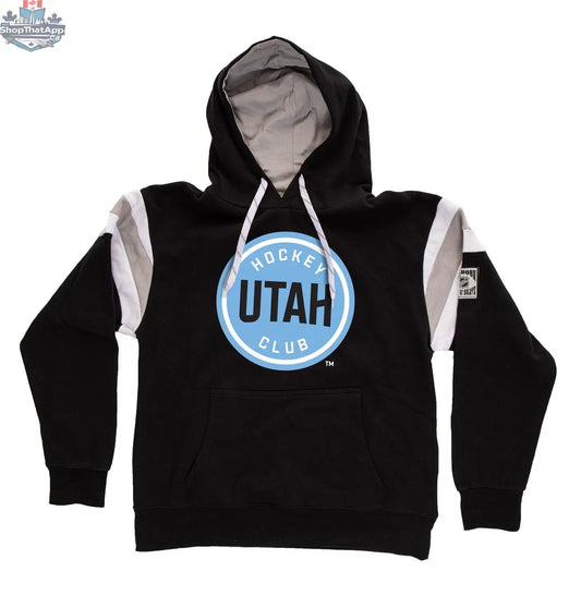 Utah Hockey Club Varsity Retro Style Hoodie by Calhoun Surf N' Skate, featuring team logo and classic design on front.