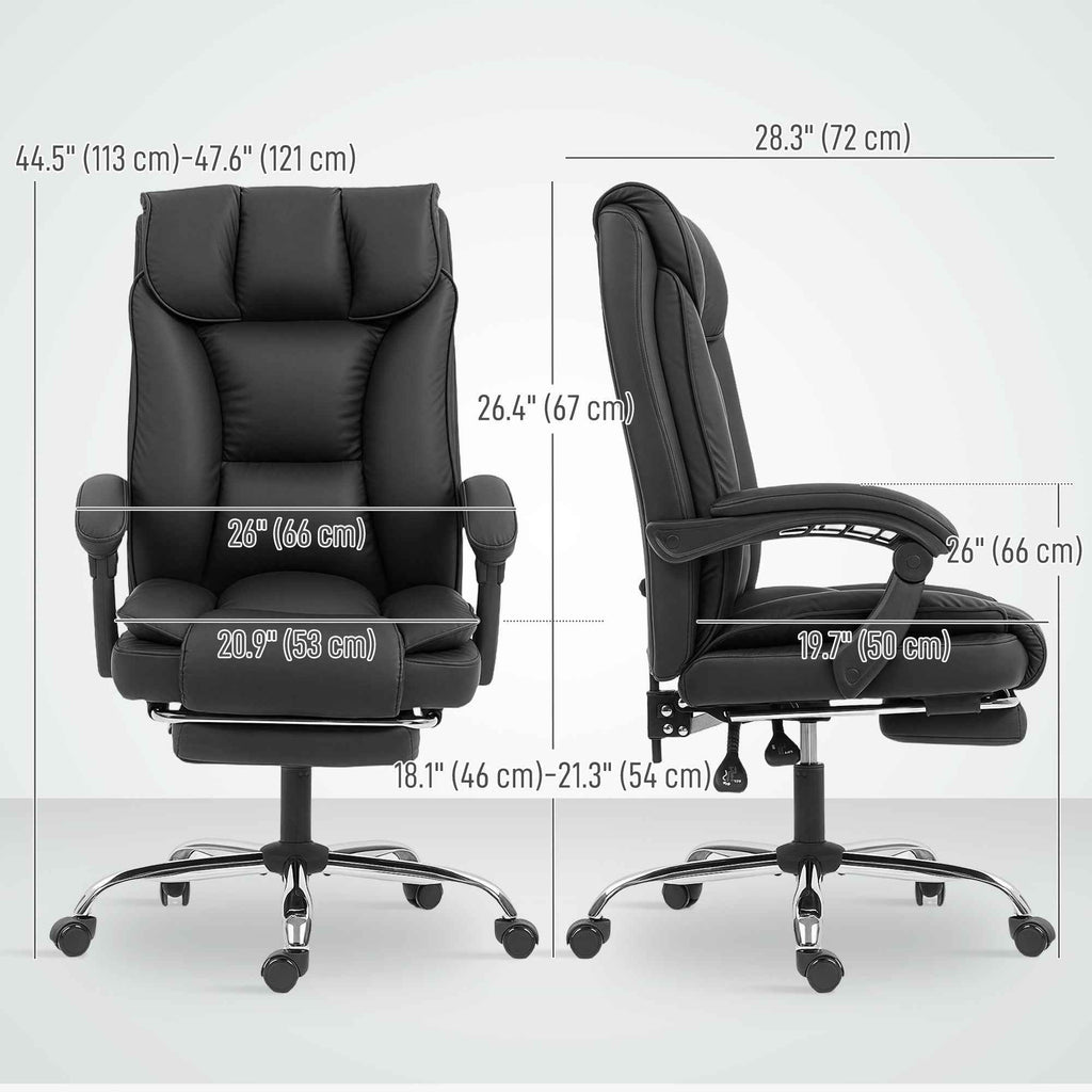 Alexis Executive Ergonomic Office Chair with Pet-Friendly Leather, Footrest and Swivel Recliner-Black