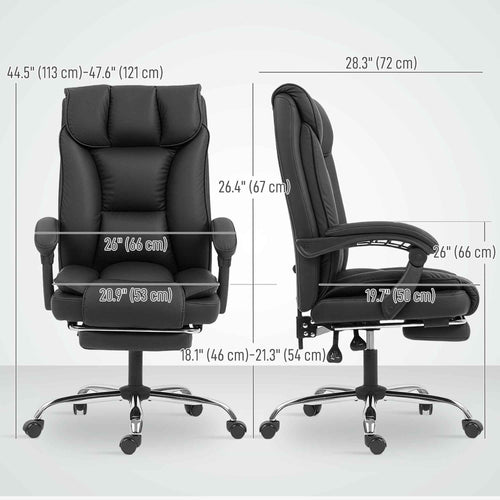 Alexis Executive Ergonomic Office Chair with Pet-Friendly Leather, Footrest and Swivel Recliner-Black