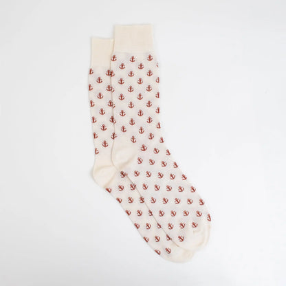 Off-white Velvet and White Anchors Away socks featuring anchor pattern design, casual and comfortable footwear.
