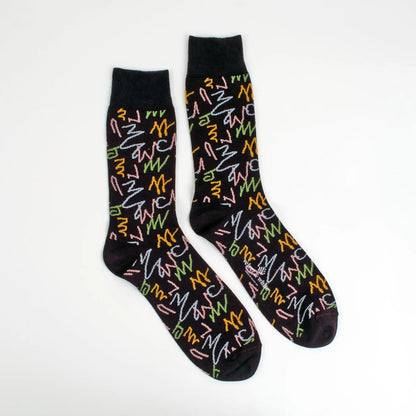 Velvet and White zig zag patterned socks with trendy, colorful design, perfect for adding a unique style to your outfit.