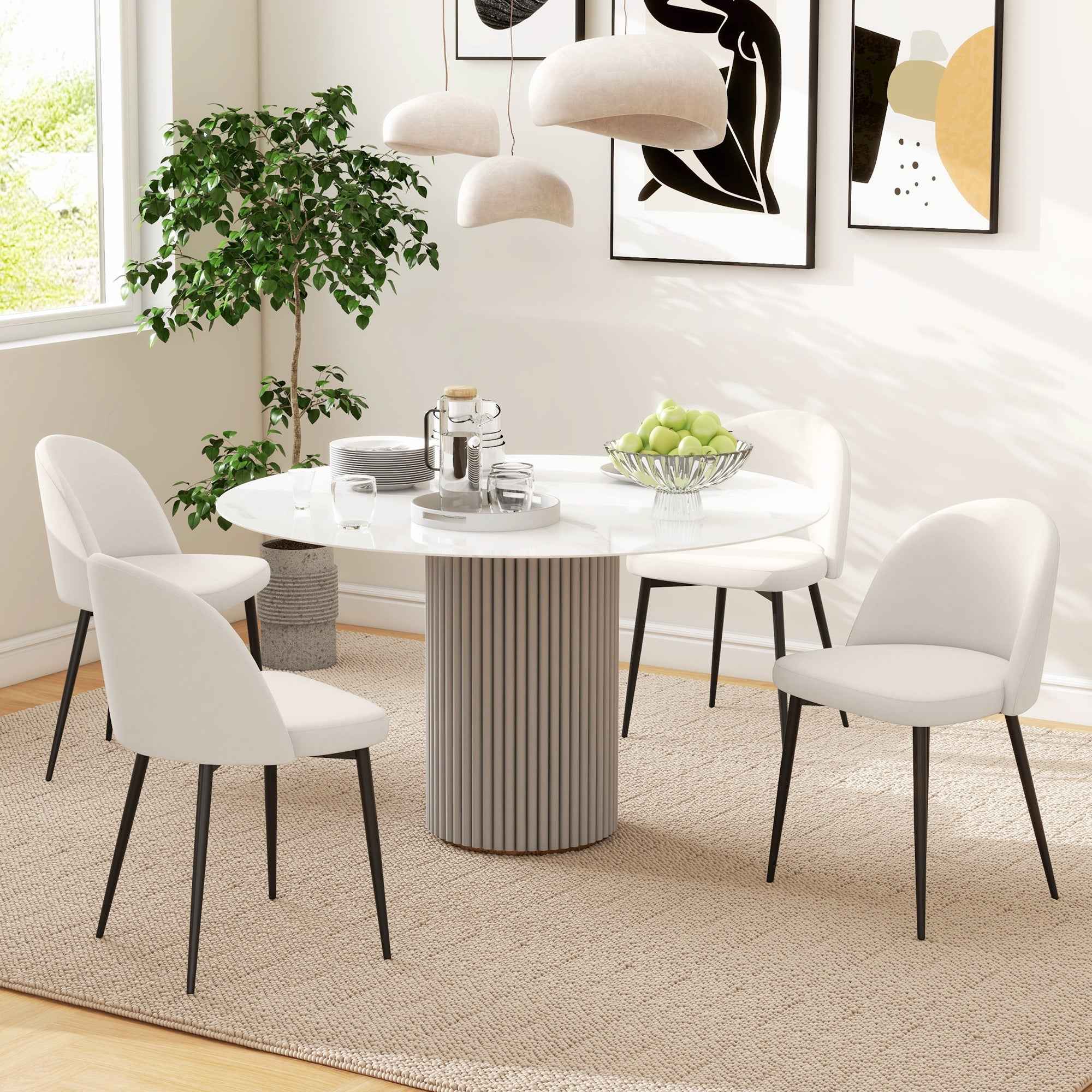 Dylan Set of 2 Mid-Back Dining Chairs-Cream White