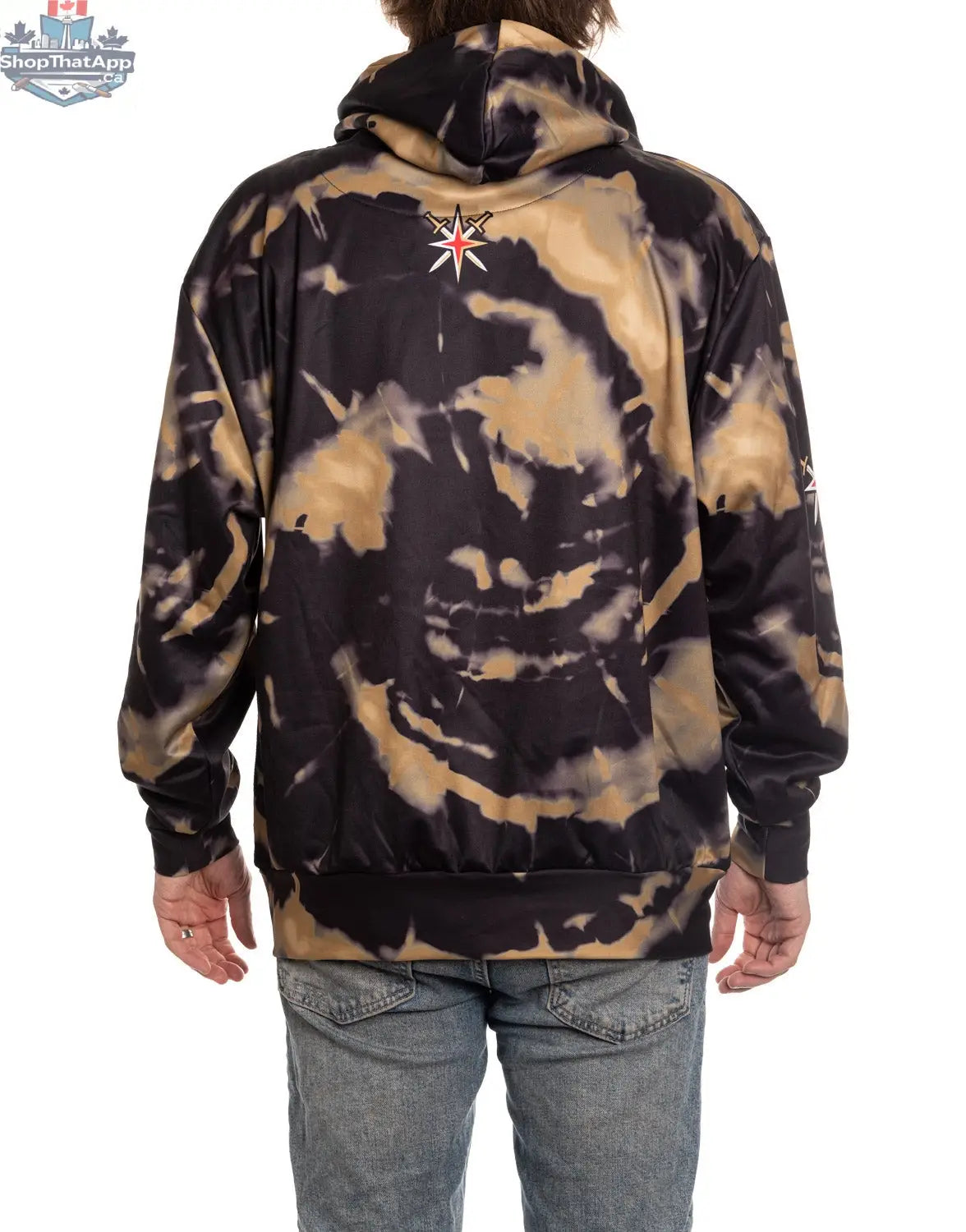 Calhoun Surf N' Skate Vegas Golden Knights sublimation hoodie showing the back design, ideal for fans supporting their team during games.