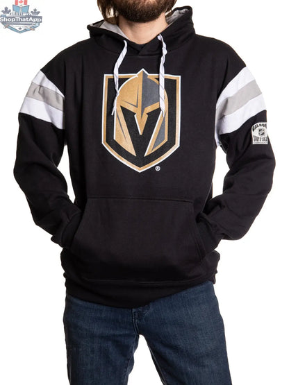 Vegas Golden Knights hoodie in retro varsity style, featuring bold team logo and classic NHL-inspired design by Calhoun Surf N' Skate.