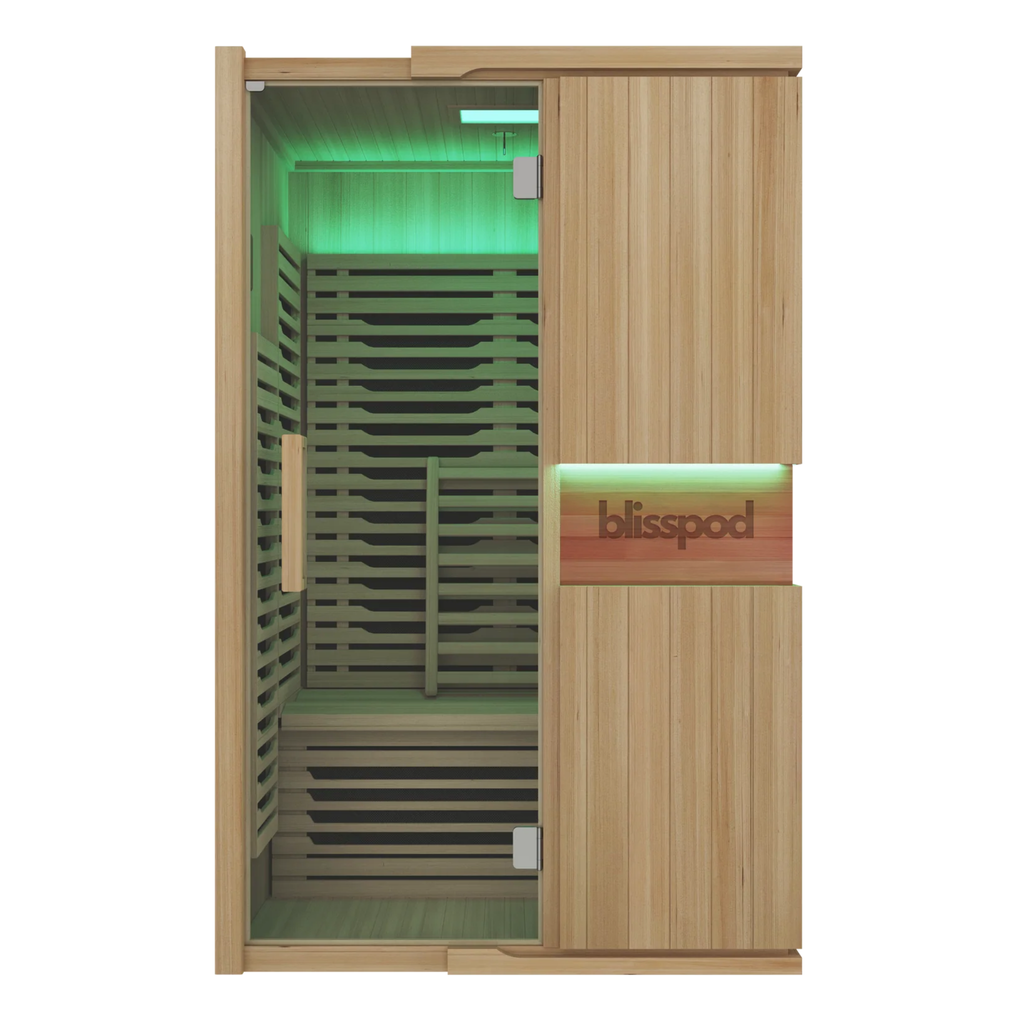 Blisspod | Milano | Full Spectrum Sauna Canadian Hemlock Ultra Low EMF, 6 Far Infrared & Red Glass Heater & Chromotherapy – 2 Person - Www.Shopthatapp.ca