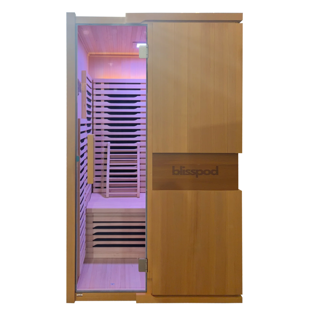 Blisspod | Milano | Full Spectrum Sauna Canadian Hemlock Ultra Low EMF, 6 Far Infrared & Red Glass Heater & Chromotherapy – 2 Person - Www.Shopthatapp.ca