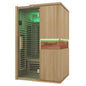 Zoppinh Blisspod Milano two-person sauna with Canadian Hemlock wood, full spectrum infrared heaters, red glass heater, and chromotherapy.