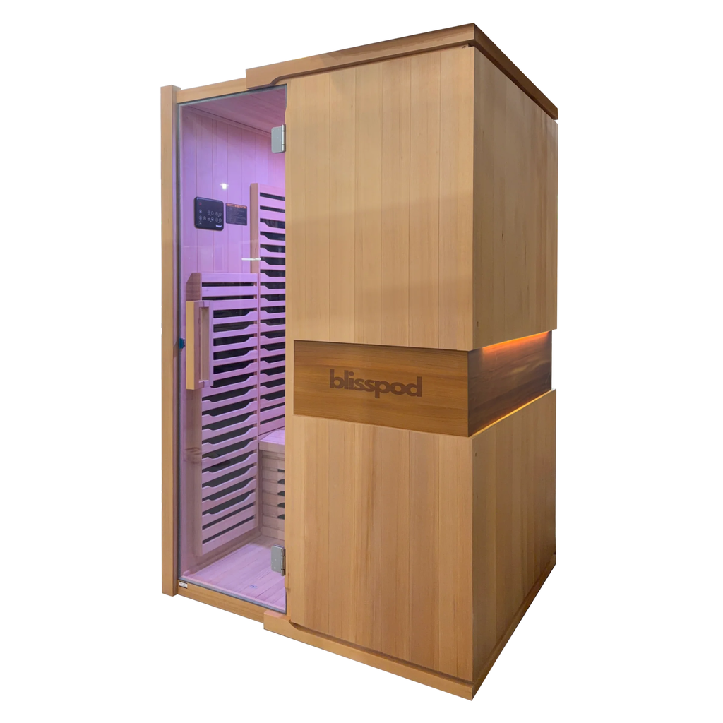 Blisspod | Milano | Full Spectrum Sauna Canadian Hemlock Ultra Low EMF, 6 Far Infrared & Red Glass Heater & Chromotherapy – 2 Person - Www.Shopthatapp.ca