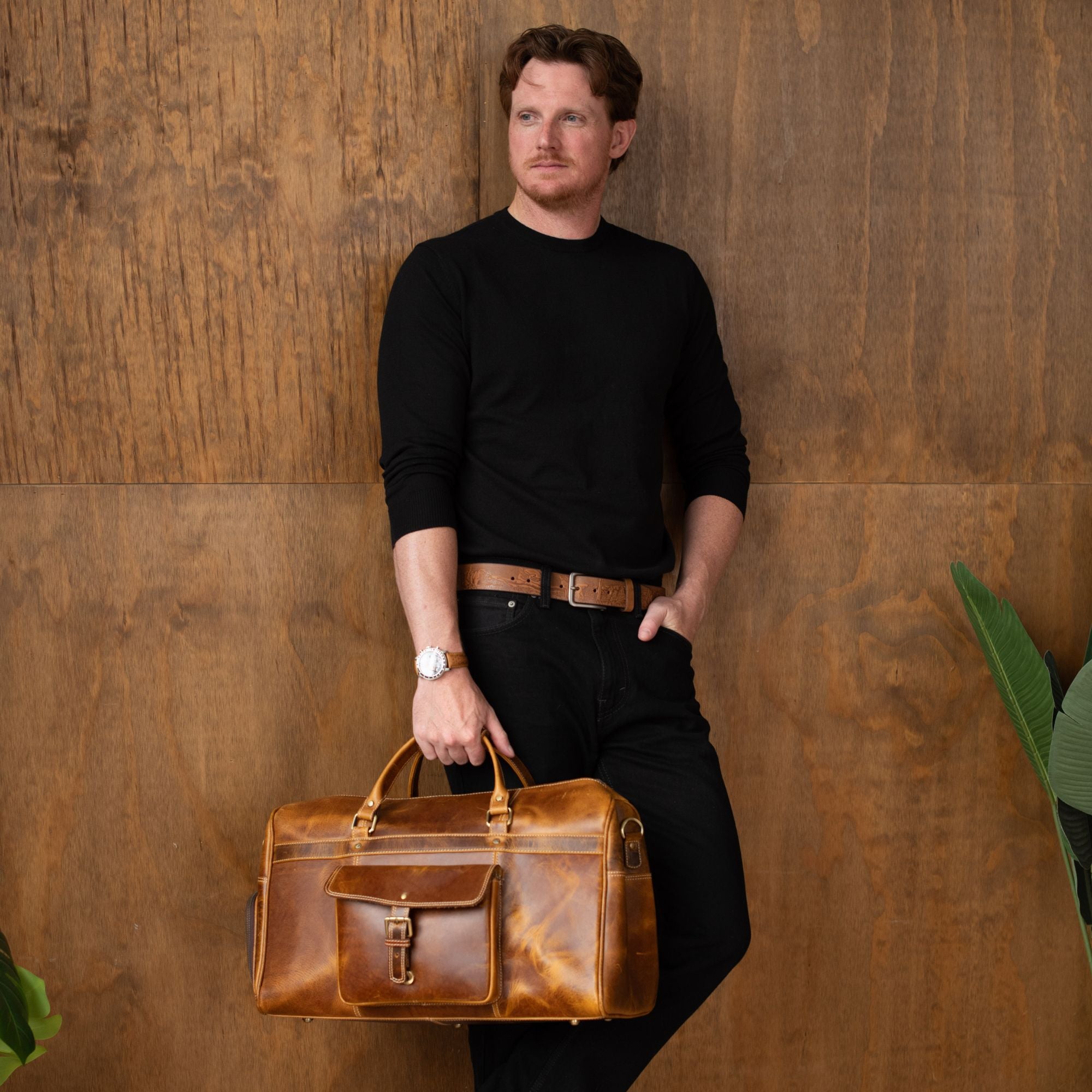 The Voyager Duffle - Cognac Full-Grain Distressed Leather Duffle Bag - Www.Shopthatapp.ca