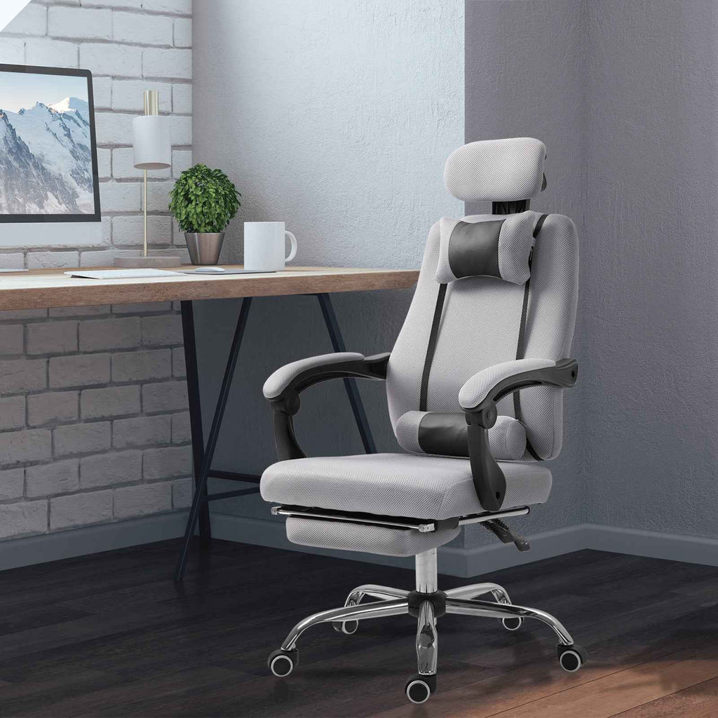 Brady Ergonomic Executive High Back Office Chair with Footrest and Lumbar Support-Grey