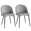 Dylan Set of 2 Mid-Back Velvet-Touch Dining Chairs-Grey