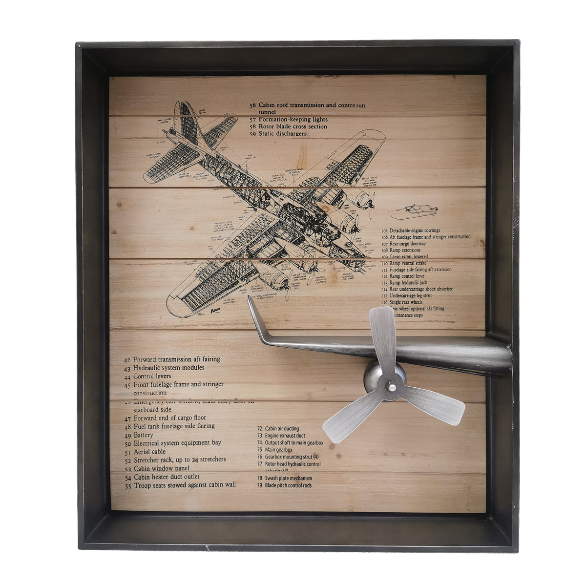 Metallic Vintage Airplane Wall Art with Clock, Set of 3--www.Shopthatapp.ca-Peterson Housewares & Artwares