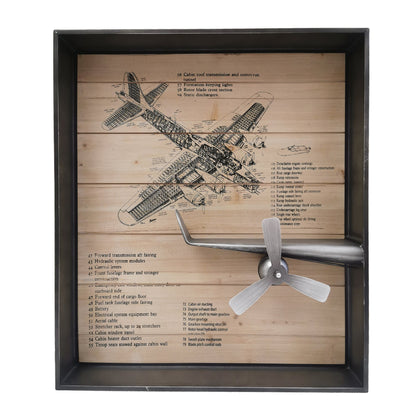 Metallic Vintage Airplane Wall Art with Clock, Set of 3--www.Shopthatapp.ca-Peterson Housewares & Artwares