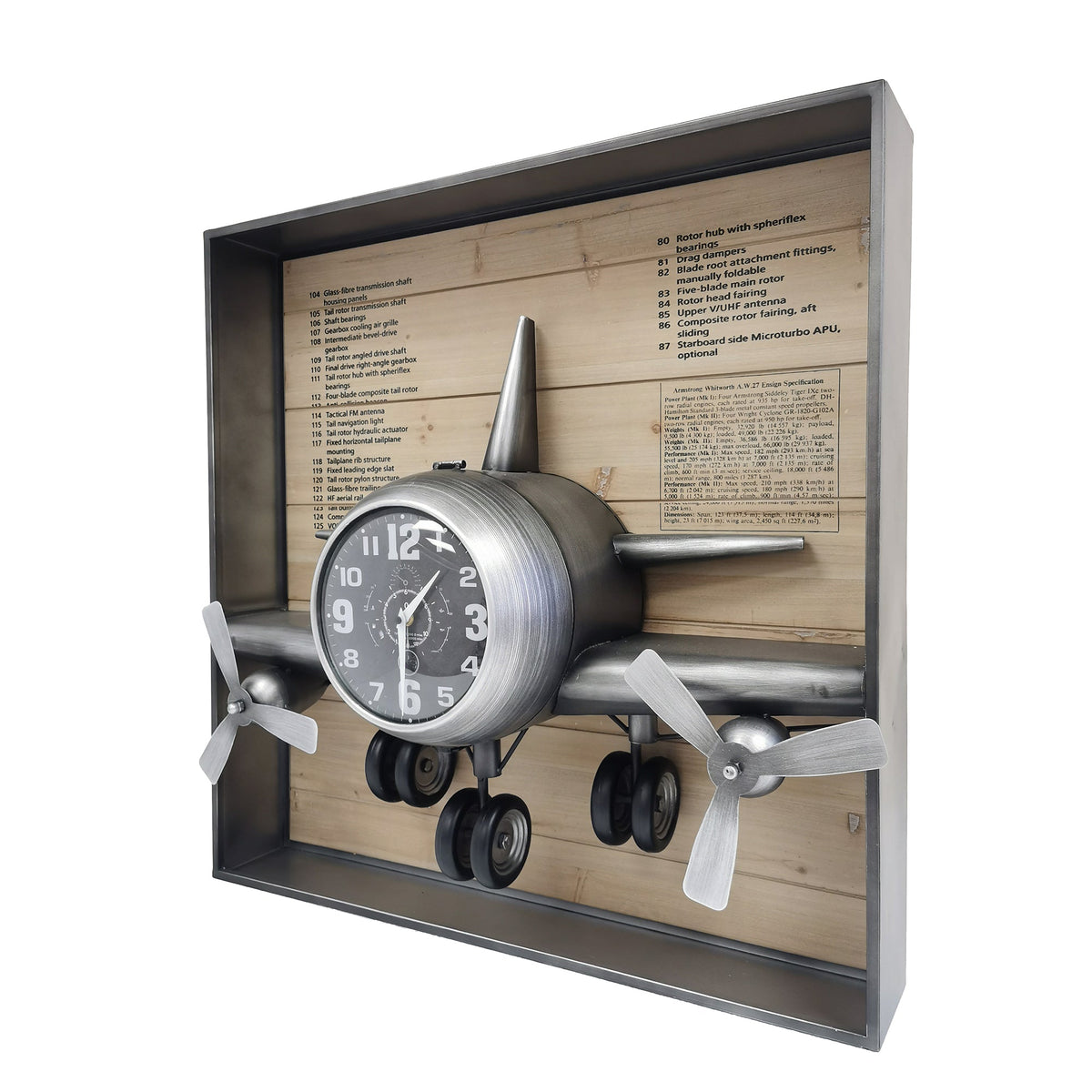 Metallic Vintage Airplane Wall Art with Clock, Set of 3--www.Shopthatapp.ca-Peterson Housewares & Artwares