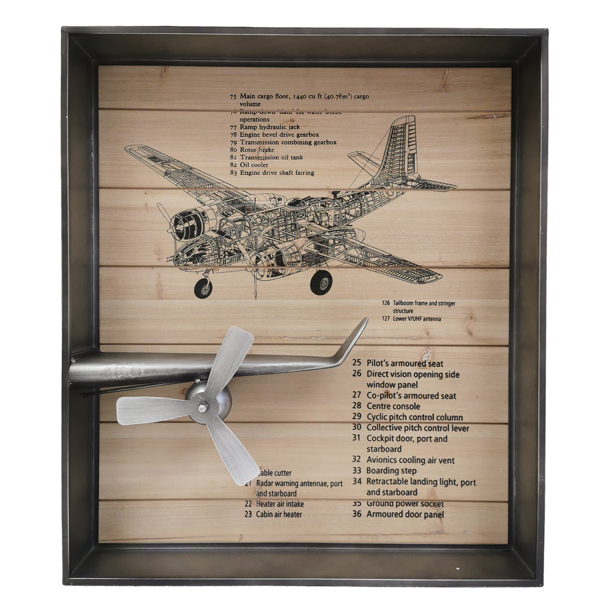 Metallic Vintage Airplane Wall Art with Clock, Set of 3--www.Shopthatapp.ca-Peterson Housewares & Artwares