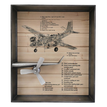 Metallic Vintage Airplane Wall Art with Clock, Set of 3--www.Shopthatapp.ca-Peterson Housewares & Artwares