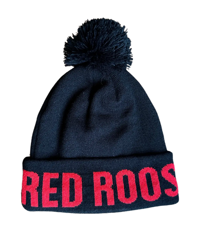Red Rooster Golf winter toque hat with a warm knit design, suitable for cold weather and outdoor winter activities.