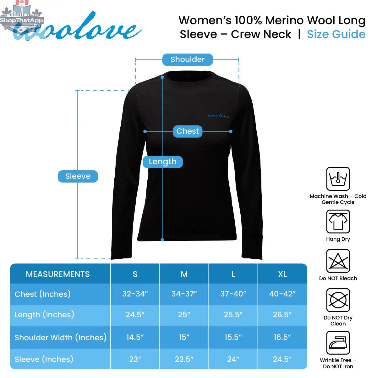 Women's Merino Wool Long Sleeve Crew Neck — Midweight - Shopthatapp.ca